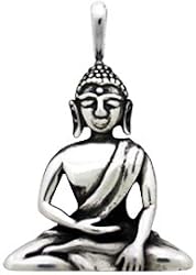 Meditating Buddha Amulet Pewter Pendant Necklace