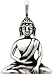 Meditating Buddha Amulet Silver Tone Pewter Pendant Necklace