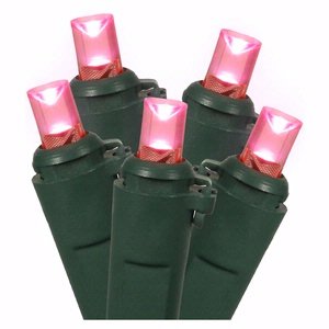 Vickerman 17561 - 100 Light Green Wire Pink LED Wide Angle Miniature Christmas Light String Set (X4G0020)