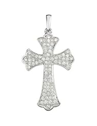 14K White Gold 26.37X18.08 1/2 Ct Tw Diamond Cross