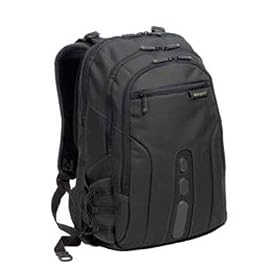 Targus Spruce EcoSmart Backpack Case Designed for 17 Inch Laptops TBB019US (Black with Green Accents) by
