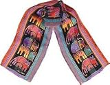 Fantastic Felines Black Silk Scarf with Sequins by Laurel Burch