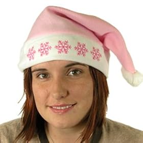 - Pink Light Up Snowflake Santa Hat -