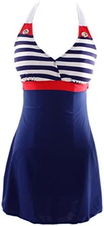 MiYang Women's stripe Two-pieces Plus-size monokini Swimsuit Red XL