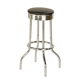Poundex Swivel Bar Stool, Silver by Poundex