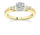 0.9 CT ROUND DIAMOND 18K YELLOW GOLD RING NEW
