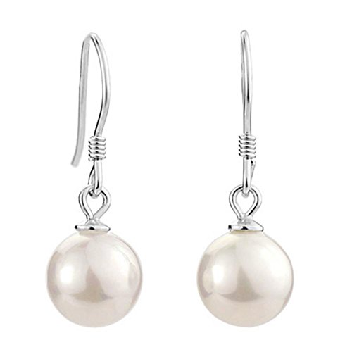 Feramox Sterling Silver Freshwater Cultured Shell Pearl Earrings Dangle Studs