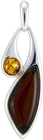 Silver Amber Pendant, Honey,Cherry, Baltic Amber-Droplet Pendant