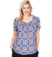 Plus 7 Pleat Kaleidoscope Print Top with Stay New™