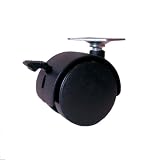 RWM Casters TwinWheel Plate Caster, Swivel with Brake, Nylon Wheel, 50 lbs Capacity, 1-1/2 Wheel Dia, 19/20 Wheel Width, 2-3/16 Mount Height, 1-1/2 Plate Length, 1 Plate Width