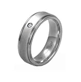 6mm Satin With Polished Edge Titanium Band Single CZ Set