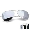 Occhiali da sole Aviator Unisex. Lenti specchiate. Completi di custodia protettiva, panno pulisci occhiali, sacchetto in microfibra e cordicelle. Occhiali con protezione totale UV400.