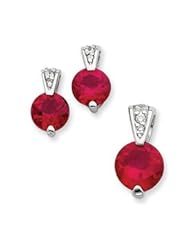 Genuine IceCarats Designer Jewelry Gift Sterling Silver Red Cz Earrings And Pendant Set