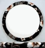 Black Hawaiian Hibiscus Flowers Print Steering Wheel Cover
