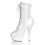 Women's Ankle-High Lace-Up Patent Boot With 6 Inch Heel (White ;14)