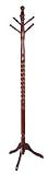 Traditional Twist Deign Cherry Finish Wood Coat Hat Rack Stand