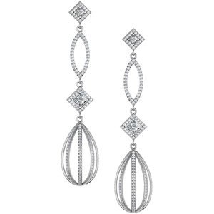 Genuine IceCarats Designer Jewelry Gift 14K White Gold Diamond Chandelier Earrings. Pair 3 1/2 Ct Tw Diamond Chandelier Earrings In 14K White Gold