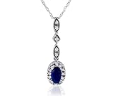 10k White Gold Sapphire and Diamond Pendant, 18