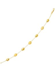 14K Yellow Gold Bracelet with Textured and Polished Pebble Stations