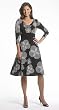 DRAPE-NECK PRINTED KNIT DRESS