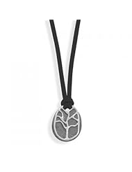 MMA Silver - 18 inch Suede Necklace with Cut Out Tree Tag