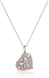 Sterling Silver and Diamond Heart-Shaped Gift Box Pendant Necklace
