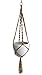 HANPO 4 Legs Macrame Plant Hanger Hanging Planter Natural Jute Plant Holder with Wood Bead Decoration and Metal Ring 50