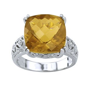 Buy 14k White Gold Citrine and Diamond Ring (8.16 ctw) by Sea Of Diamonds