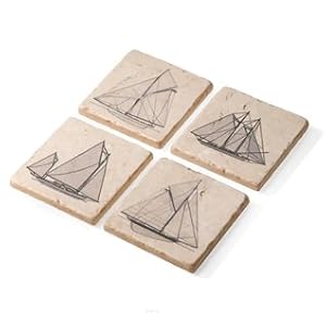 Italian Marble Clipper Ships Coaster Set by Studio Vertu by 