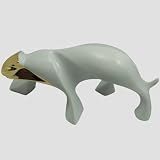 Porcelaine de Limoges Carpenet - Statuette Panthère - Collection Monde Sauvage - Porcelaine blanche peinte main or - LxLxH=18,9x7,4x9,2 cm