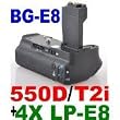 Professional Battery Grip + 4 LP-E8 Batteries for Canon EOS 550D / Rebel T2i