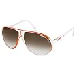 Carrera Champion/C/S Adult Aviator Full Rim Designer Sunglasses - White Orange Shaded/Gray Shaded