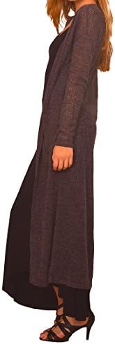 Long Sleeve W/Pockets Pointelle Ankle Length Light Sweater Maxi Cardigan