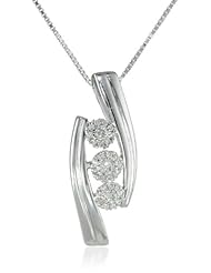 Sterling Silver Diamond Micro-Cluster Fashion Pendant Necklace (1/5 cttw, H-I color, I1-I2 Clarity), 18"