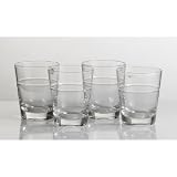 Saturn Deep-Etched Double Old-Fashioned Glasses Set of 4