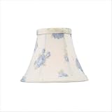 Silk Bell Clip Chandelier Shade with Blue Floral Print in White