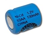 1/3AA Size Rechargeable Battery 130mAh NiCd 1.2V Flat Top Cell