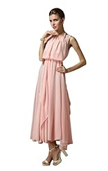 Sleeveless Lace  Draped Summer Flared-Skirt Chiffon Prom Dress  With Pearls