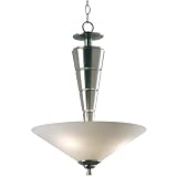 Kenroy Home 90427BS Accolade Three-Light Pendant, Brushed Steel with Off-White Shades