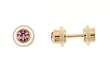 Gold Plated Stainless Steel Fake Plug with Pink CZ - 16G Earwire - 4G - Sold in Pairs