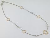 14K Two Tone White and Yellow Gold Heart Anklet