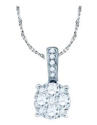 0.48 cttw 18k White Gold Diamond Diamond Cluster Necklace (Real Diamonds: 1/2 cttw), 18"