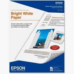 Epson Premium Bright White Inkjet Paper, 108 ISO Brightness, Letter Size, 500 Sheets (S041586)