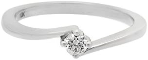 10K White Gold 0.11 ctw Round Cut Diamond Solitaire Ladies Promise Engagement Bridal Ring