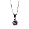 Sterling Silver Square Amethyst Purple Pendent Necklace - 16"