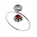Sterlling Silver Orange cz Flower Swirl Toe Ring