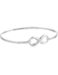 Sterling Silver Catch Infinity Symbol and "Everlasting" Engraved Inside Bangle Bracelet, 8"