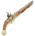 Spanish 17th Century Flintlock Pistol with Heavily Engraved Barrel and Faux Ivory Endcap - Nice Replica Pirate Prop Gun