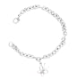 Sterling Silver Three-Stone Pink Sapphire Butterfly Charm Bracelet, 6.75"