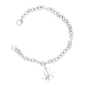 Buy Sterling Silver Three-Stone Pink Sapphire Butterfly Charm Bracelet, 6.75 by Amazon.com Collection